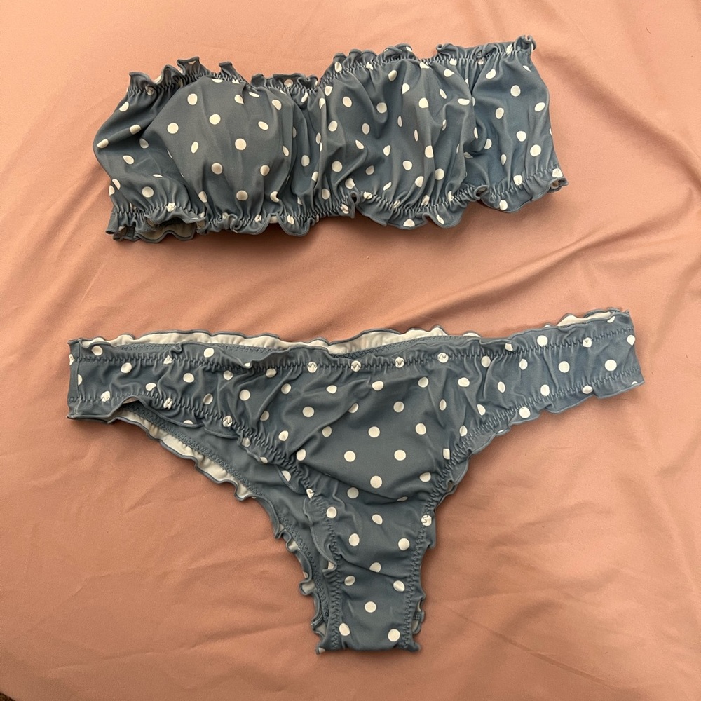 PacSun blue polka dot bikini set